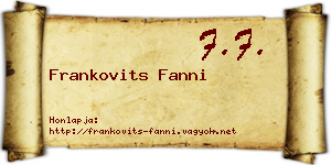 Frankovits Fanni névjegykártya
